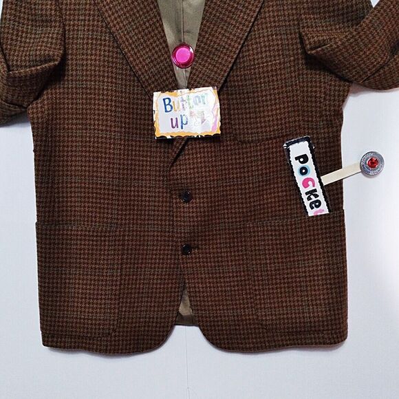 VTG Evan Picone Pure Wool Brown Signature Herringbone Tweed Blazer Sportscoat 40 - Picture 10 of 14